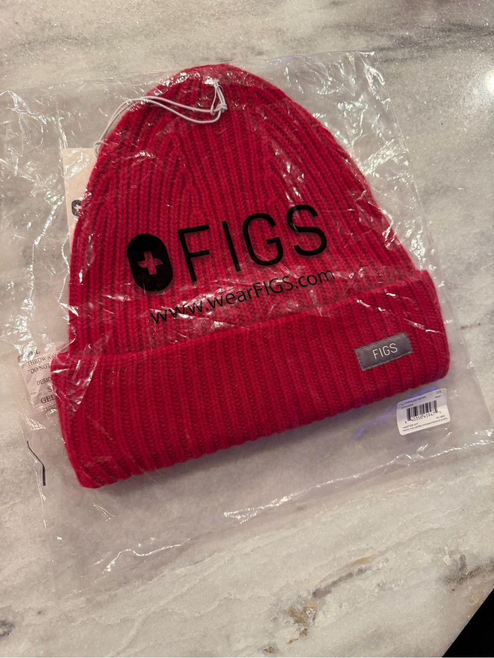 Figs Knit Red Cuffed Beanie.  Brand New.